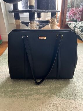 kate spade Black Structured Tote with Gold Plaque